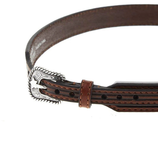 Twister brown floral tooled buckle leather hatband