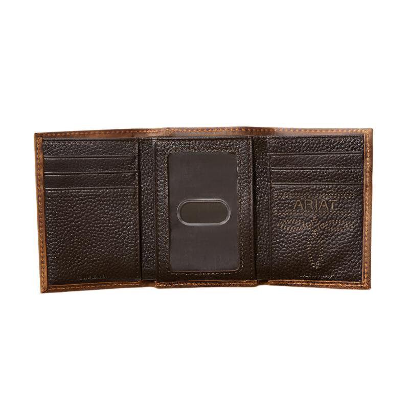 Ariat Trifold USA Flag & Logo Leather Wallet
