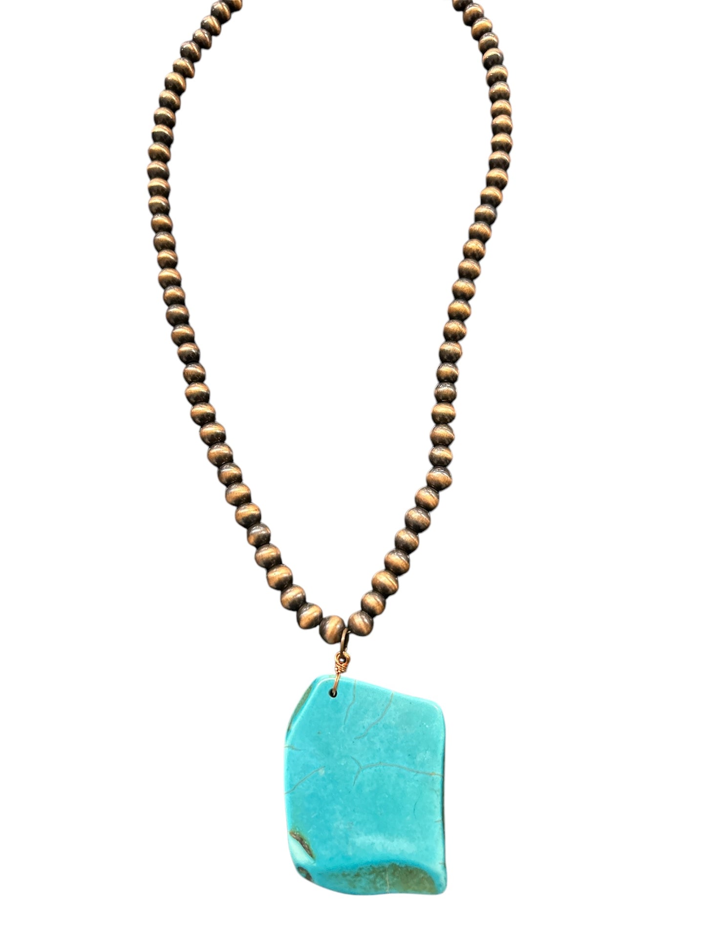 Turquoise Slab Beaded Necklace