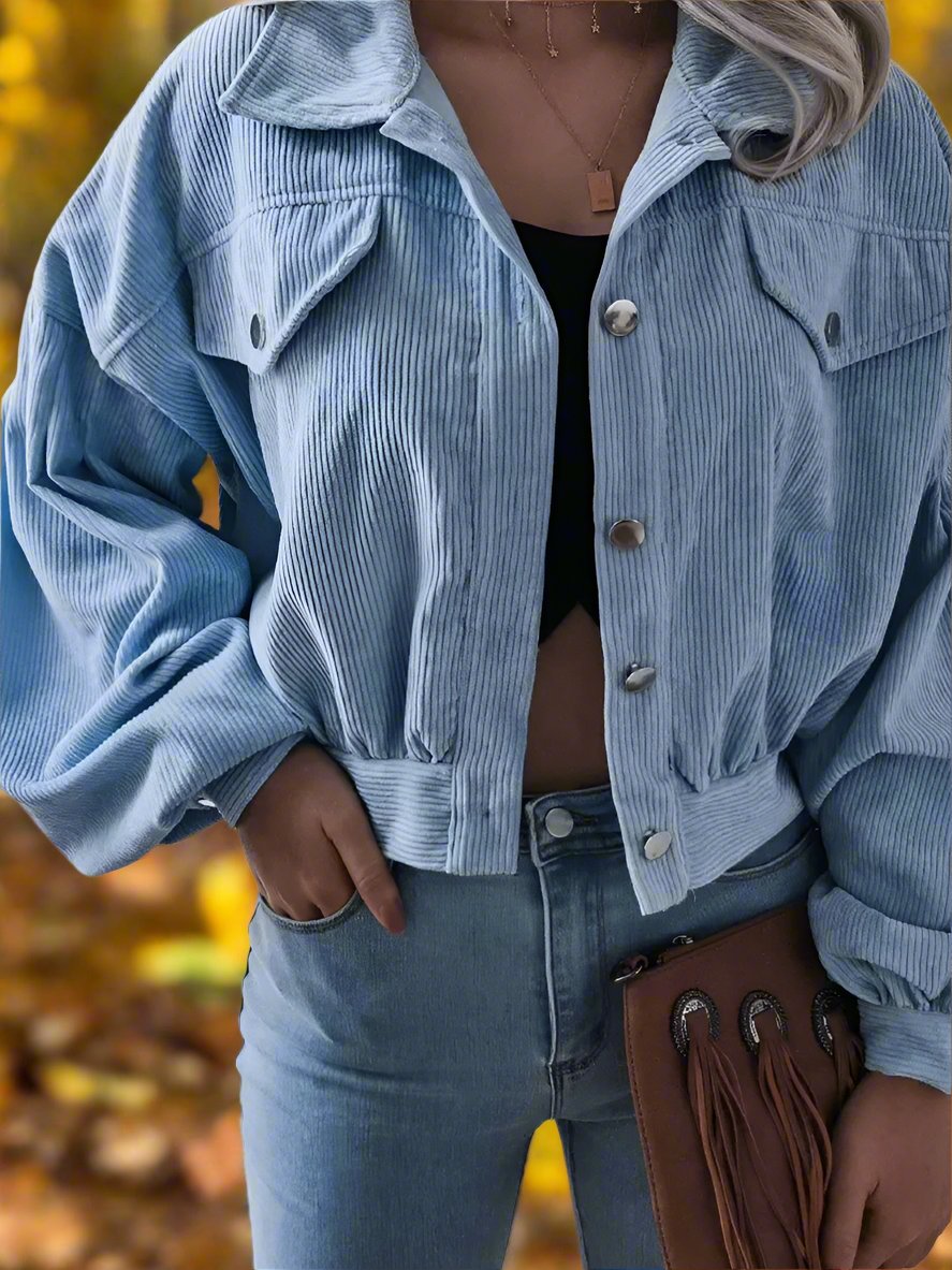 Long sleeve corduroy casual bomber jacket