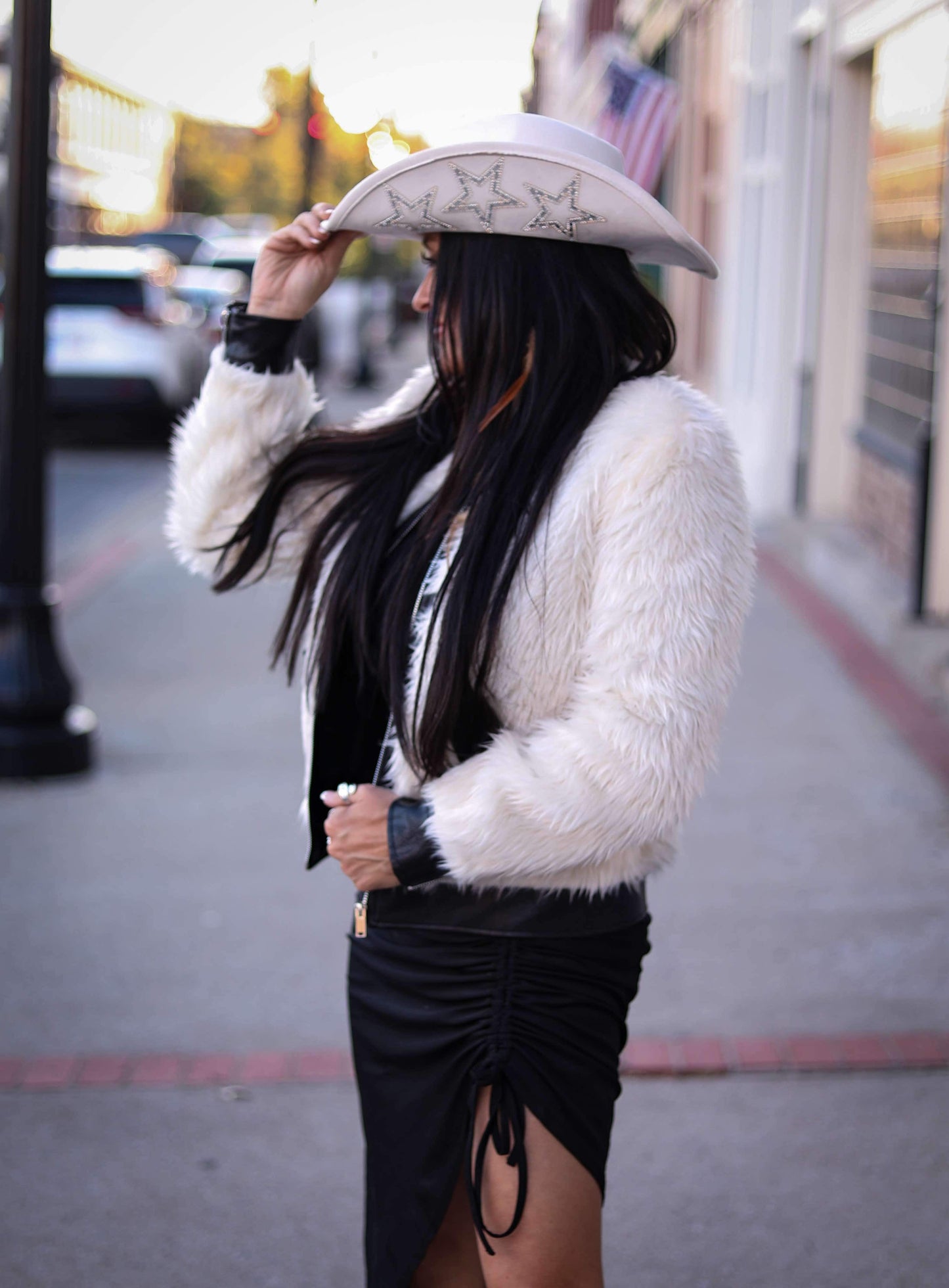 Faux Fur/Pleather Jacket