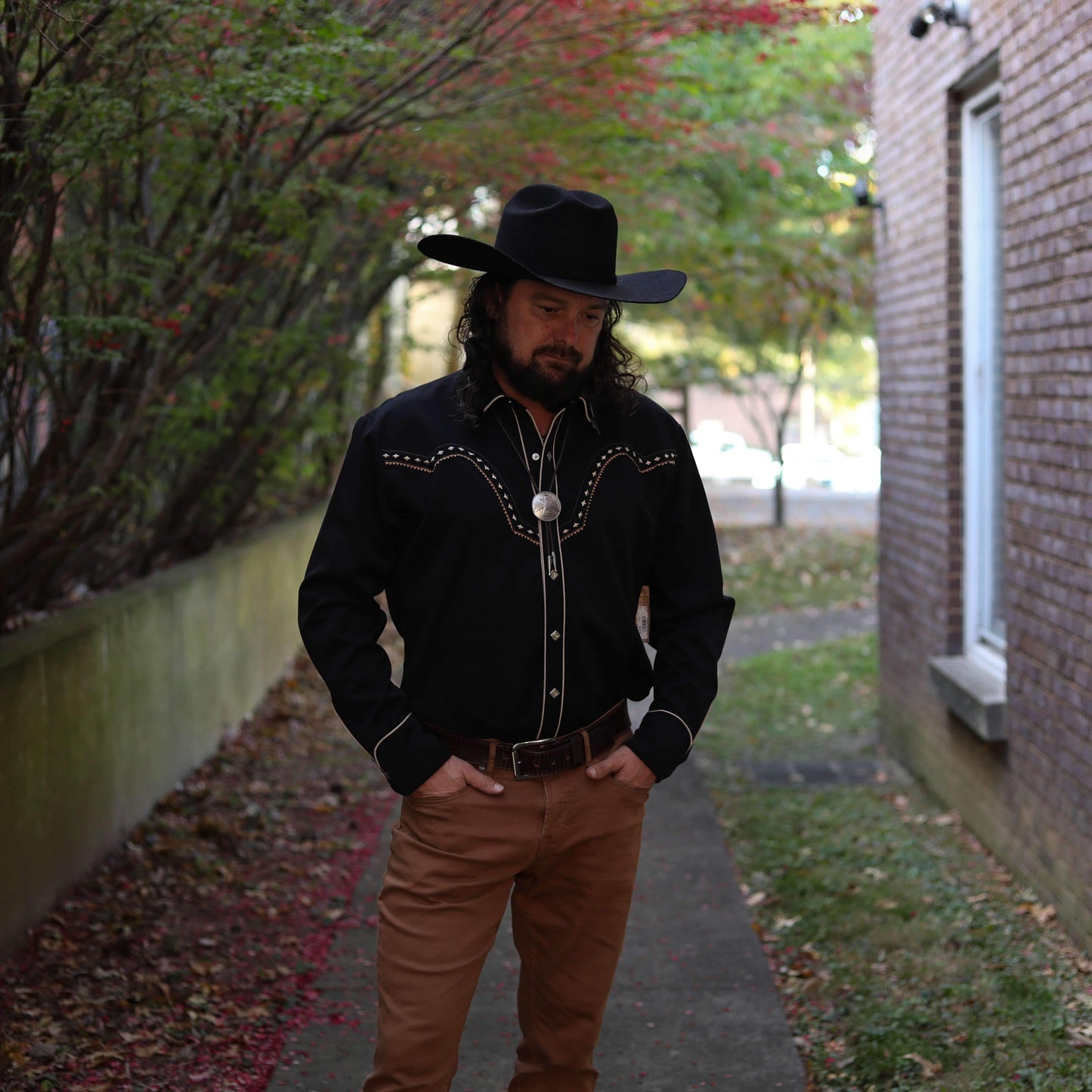 diamond yoke embroidery pearl snap