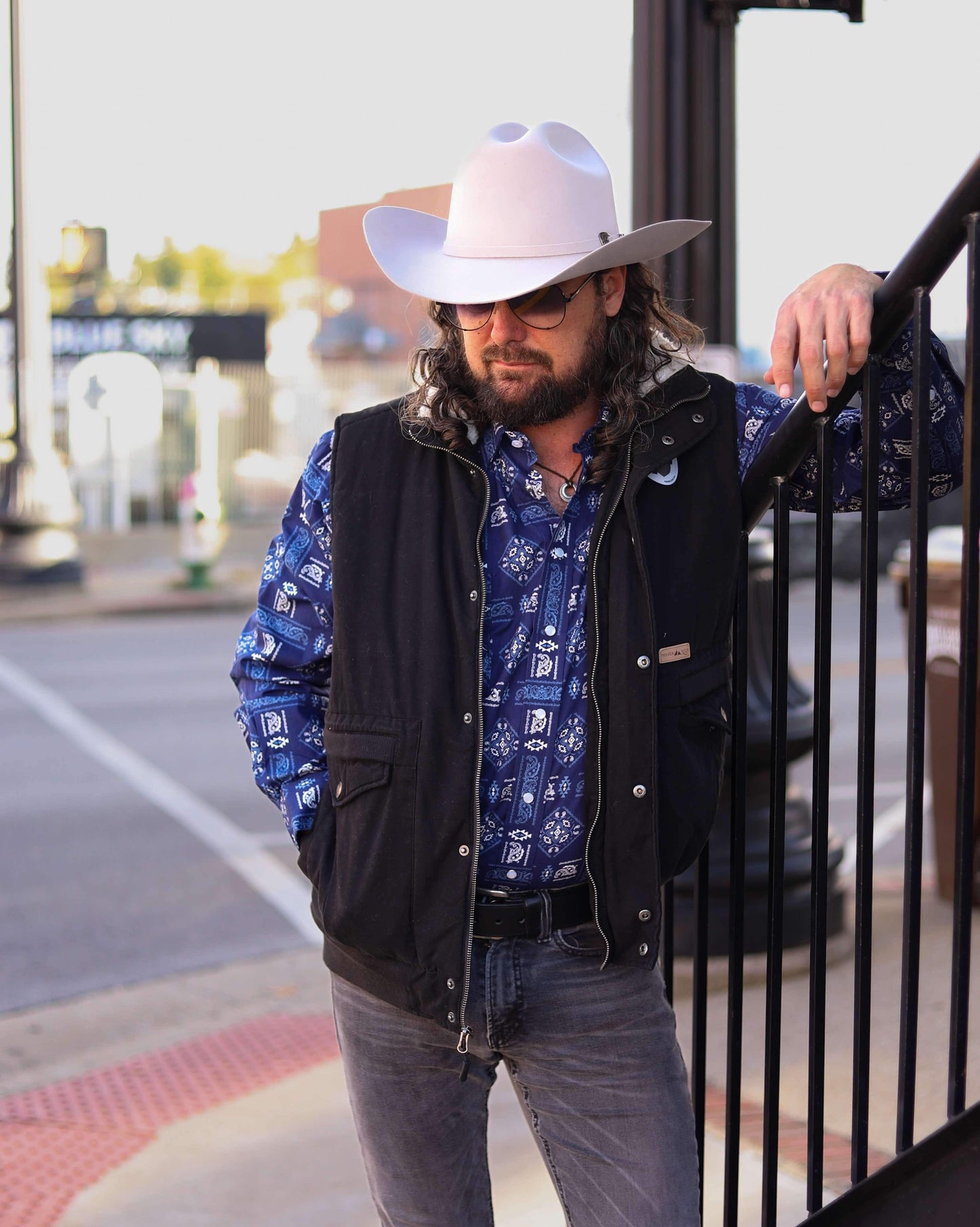 Blue Rock & Roll Pearl Snap