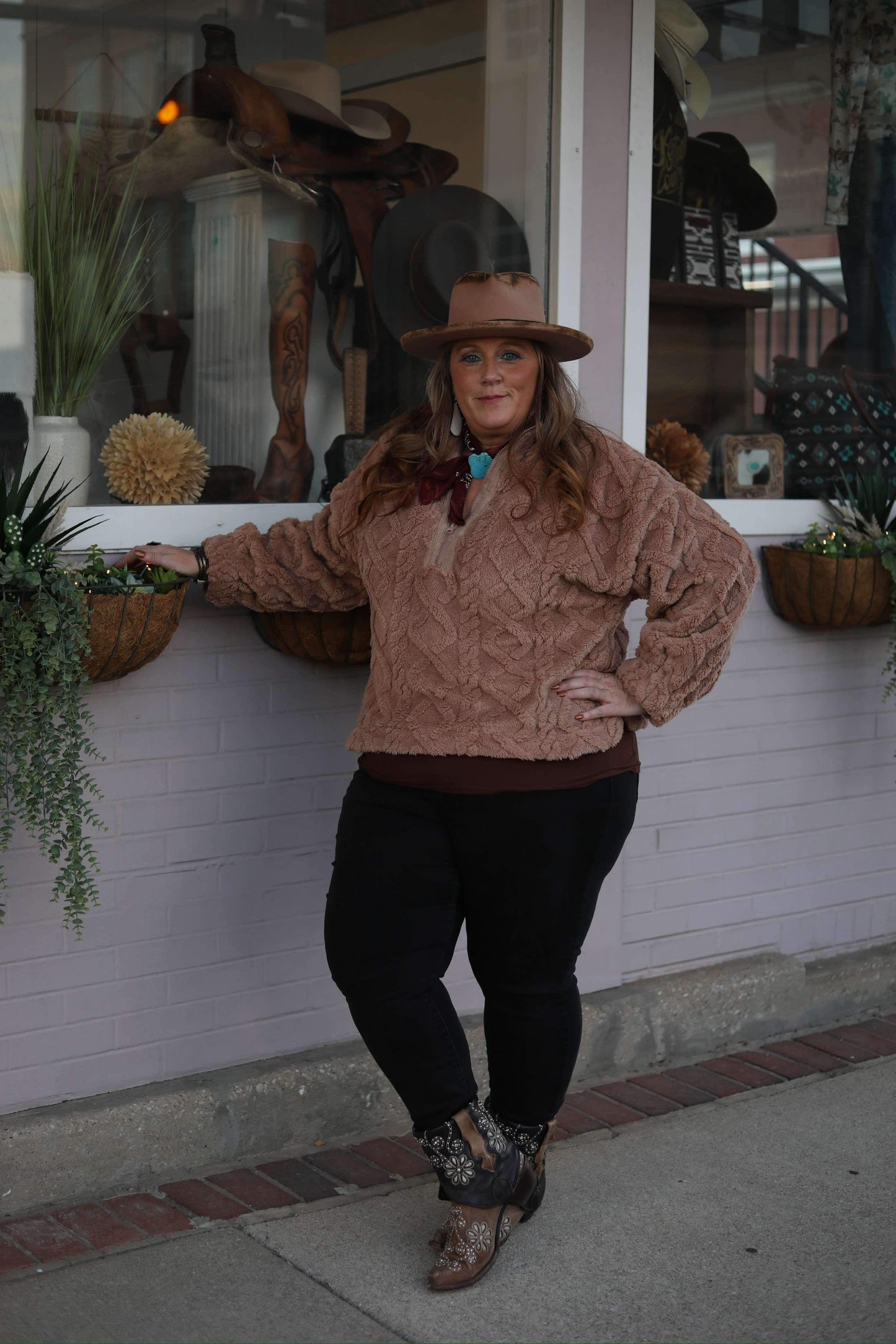 Fuzzy Fleece Cozy Henley Top