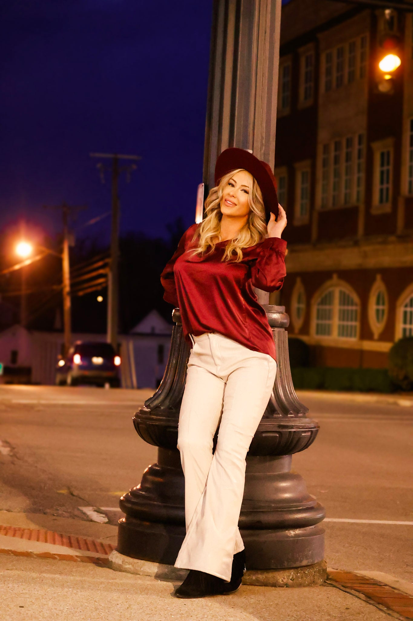 Satin pleated long sleeve v neck shirt