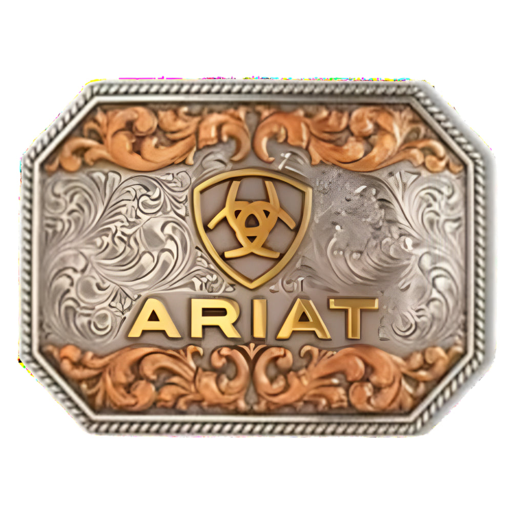 Ariat Mens rectangle raised logo belt buckle