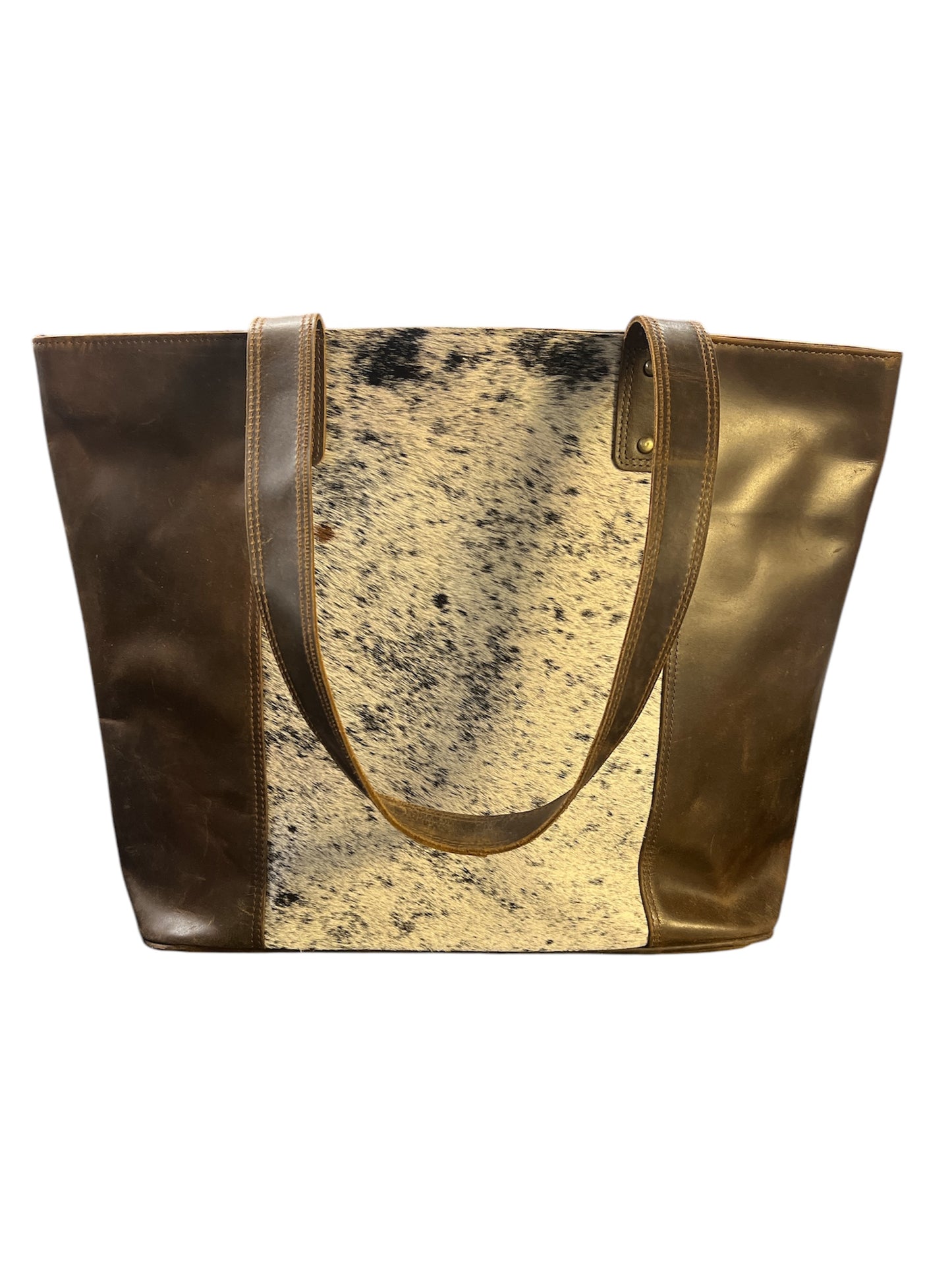 Cowhide leather tote