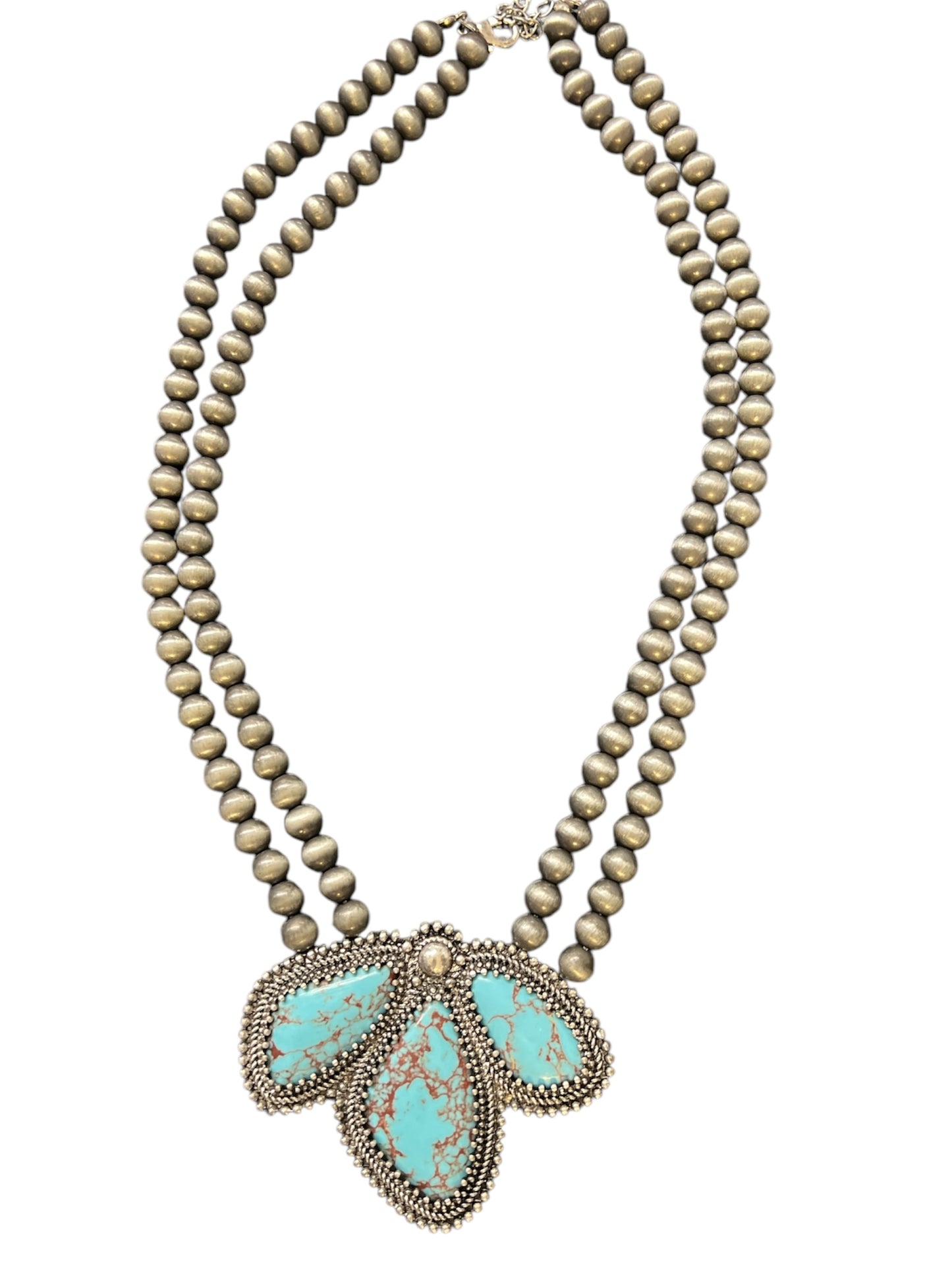 Layered 3 stone Antique Turquoise Necklace
