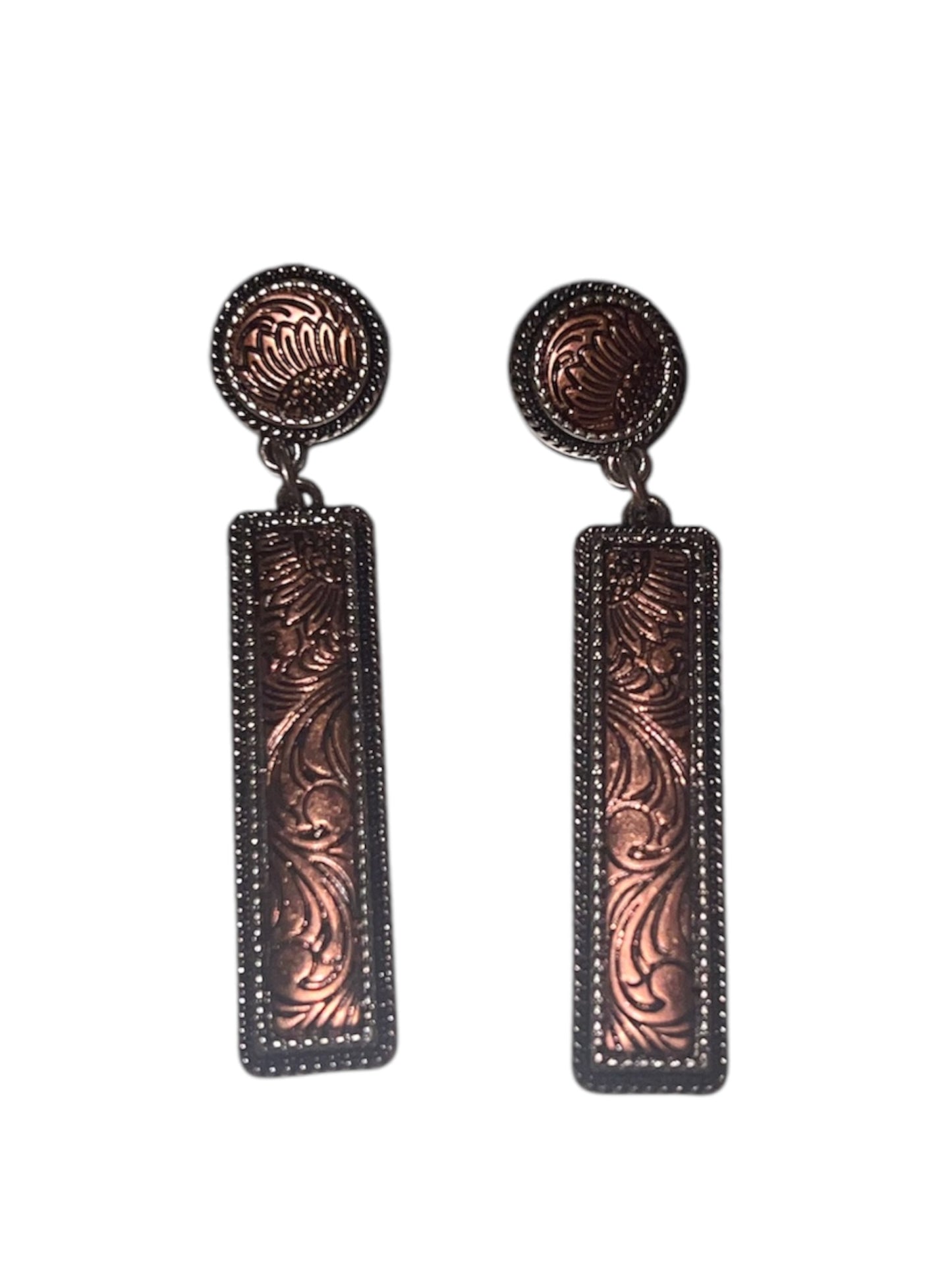 Hand tooled design earrings
