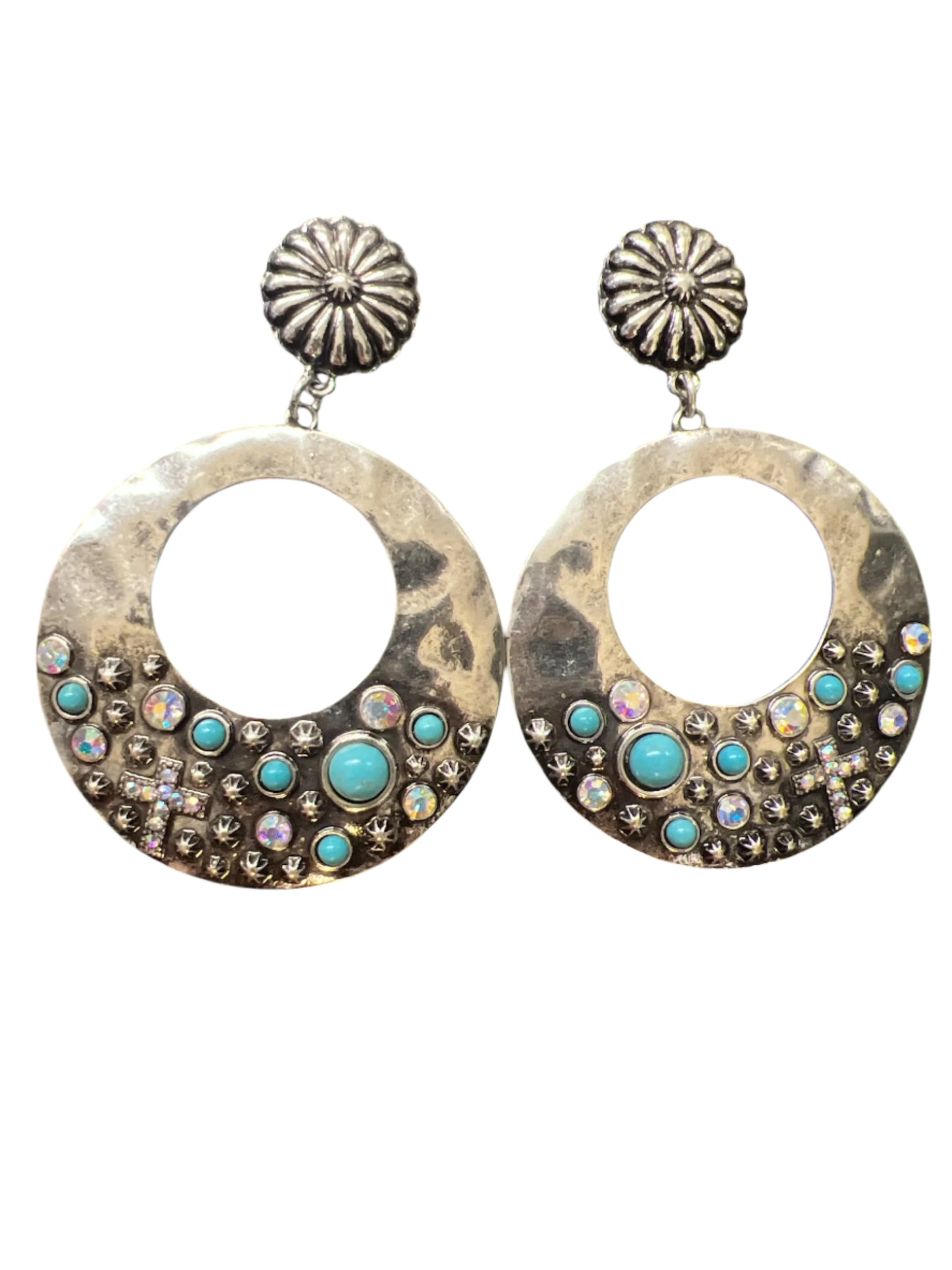 Iridescent cross hoops