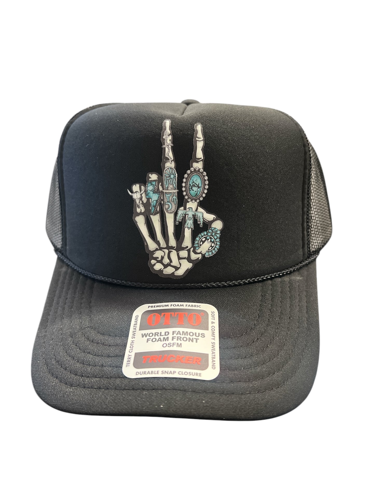 Turquoise skeleton ball cap