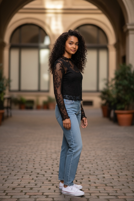 black lace undershirt