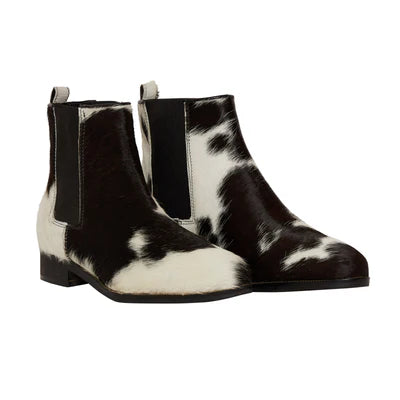 Black Cowhide Booties