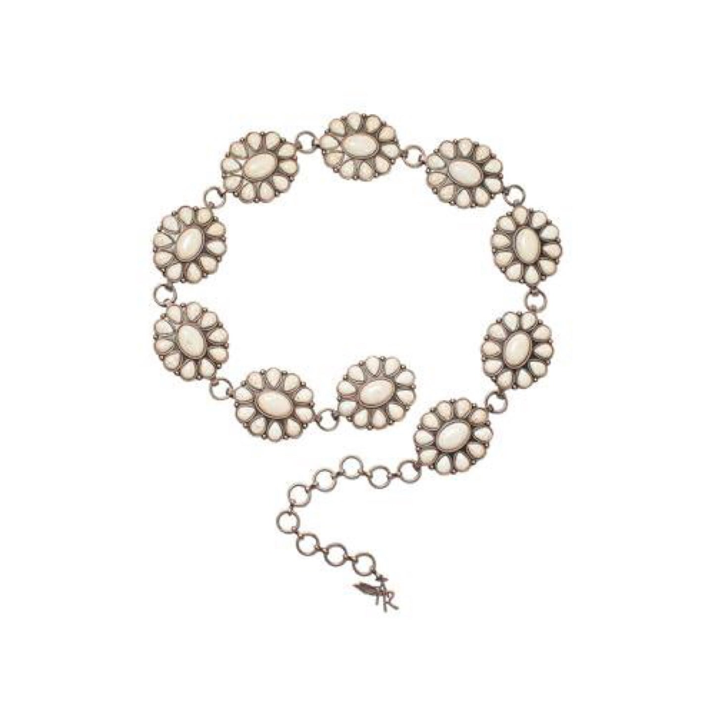 Angel Ranch Women's Belt Copper Chain and Conchos, White