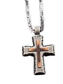 Twister Men's Carved Cross Necklace