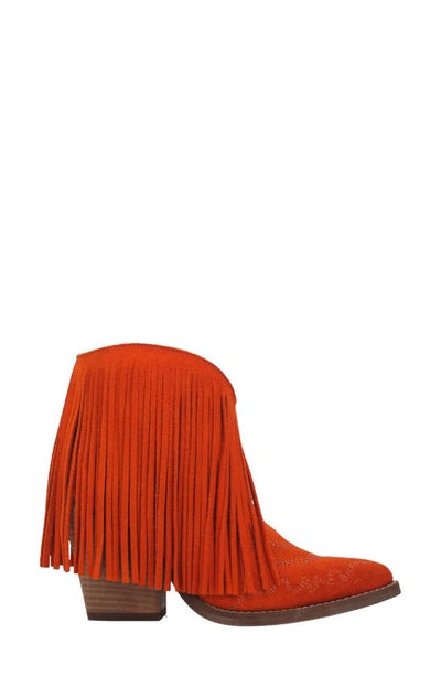 Womens tangled fringe orange boots
