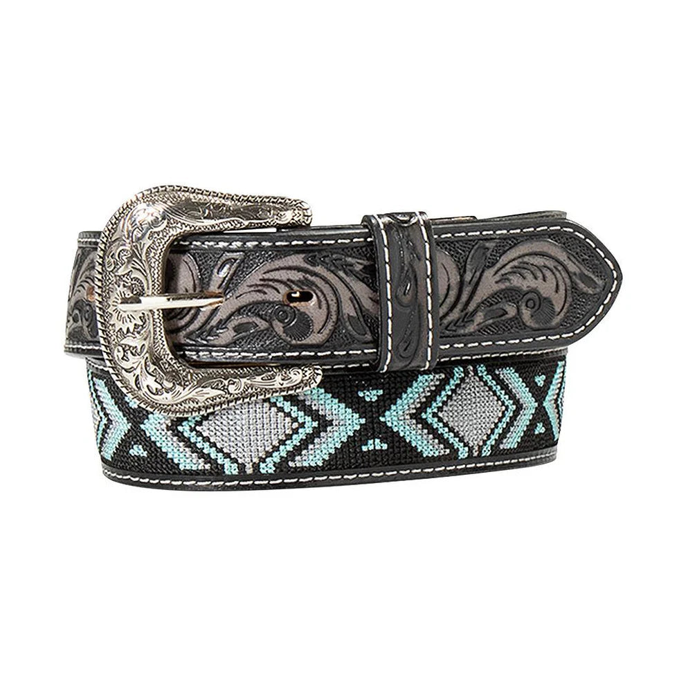 Ariat Black & Teal Leather Belt
