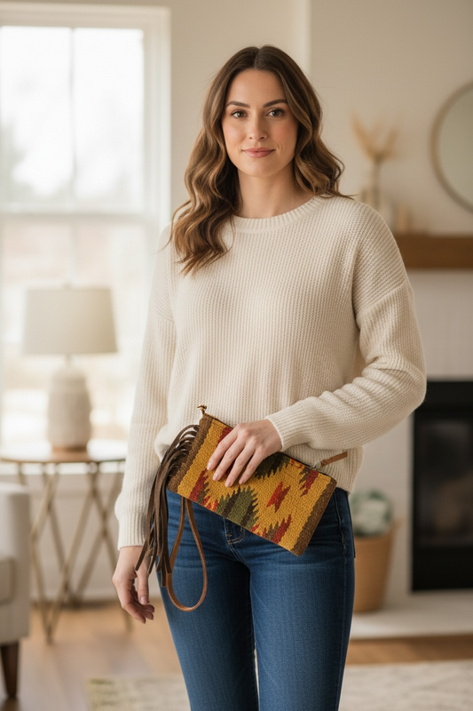 Angel Ranch Aztec fringe purse