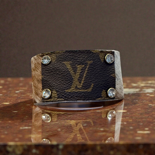 Upcycled LV leather cuff