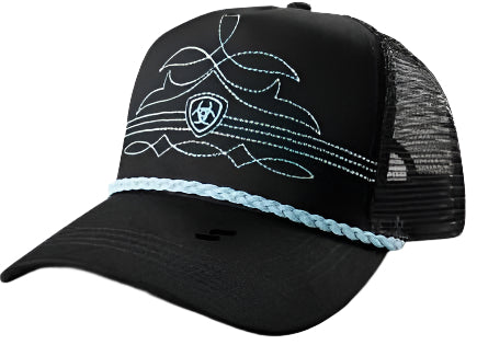 Ariat Womens Black Turquoise boot stitch hat