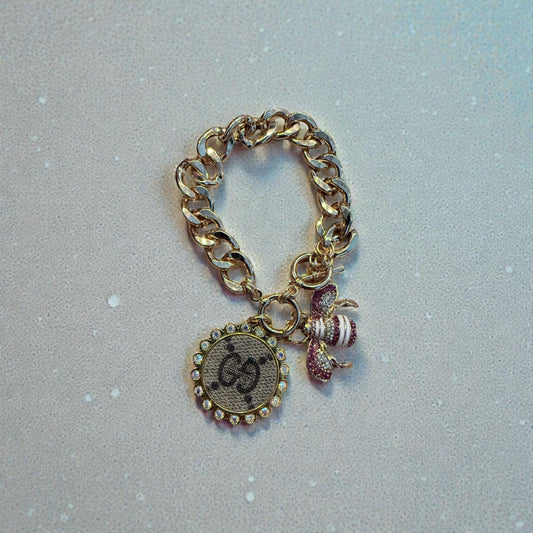 Gucci upcycled chain bracelet with bee