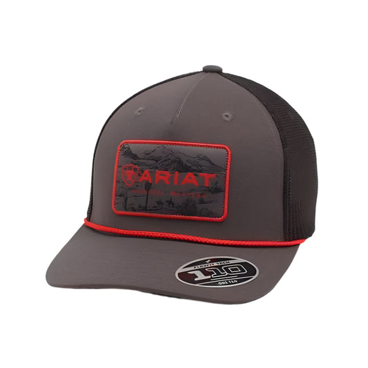 Ariat grey rectangle patch hat