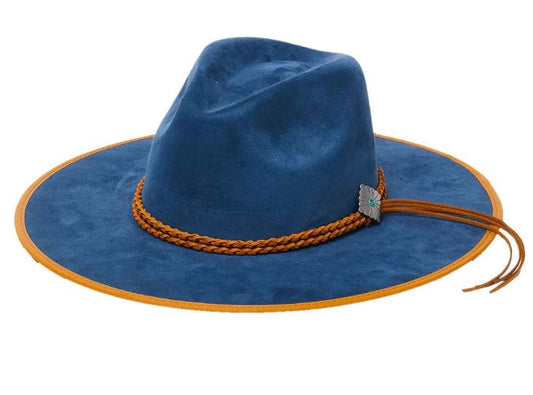 Navy Braided Leather Hat