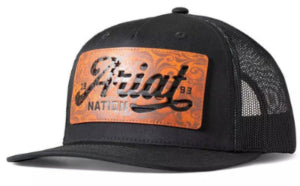 ARIAT Men's Faux Leather Flag Patch Cap