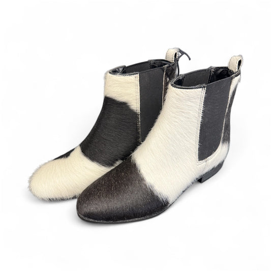 Black Cowhide Booties