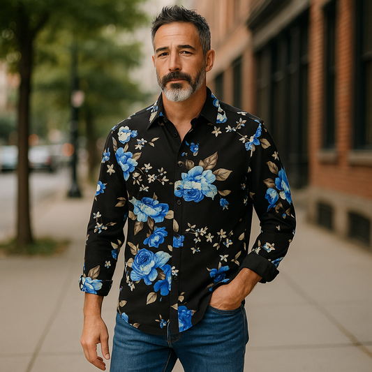 Rock Roll n Soul Black floral button down