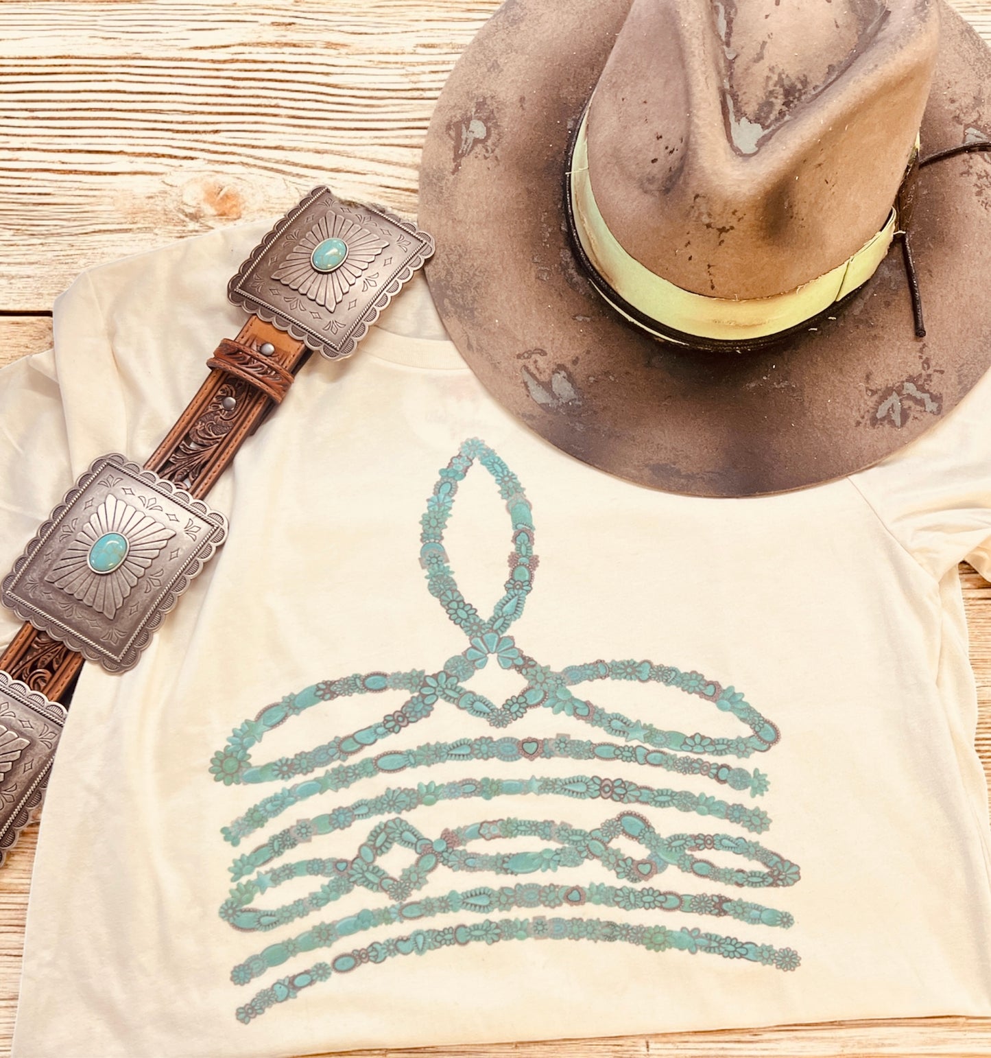 Turquoise Boot Stitch Tee