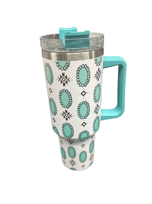 White/turquoise Concho tumbler
