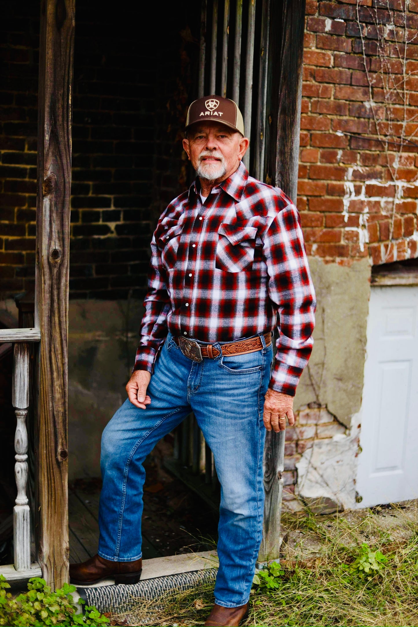Yard dyed snap flannel shirt
