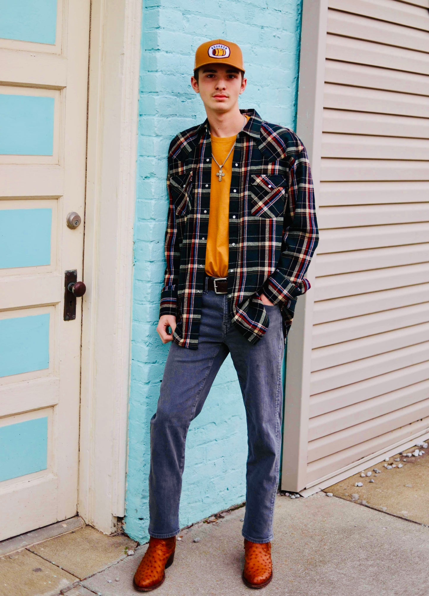 Yard dyed snap flannel shirt