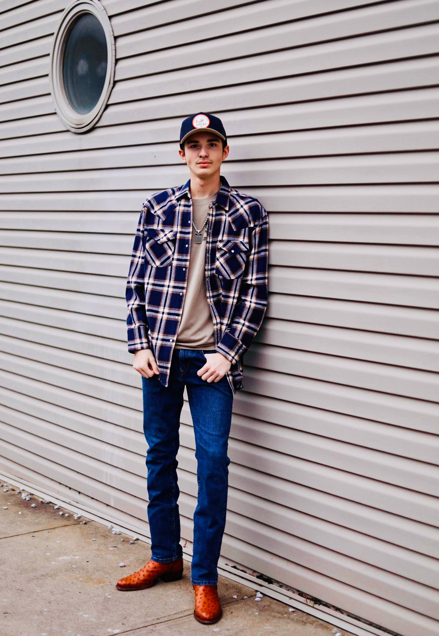 Yard dyed snap flannel shirt