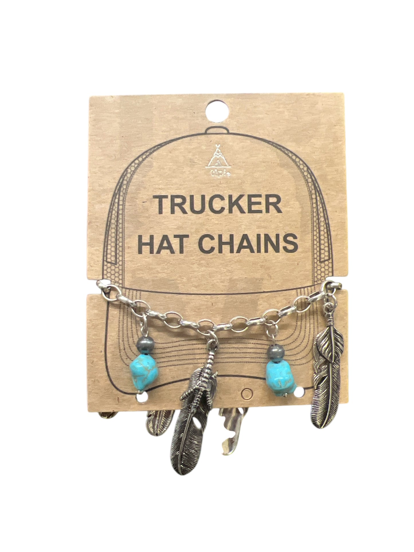 Turquoise Stone & Feathers Trucker Hat Chain
