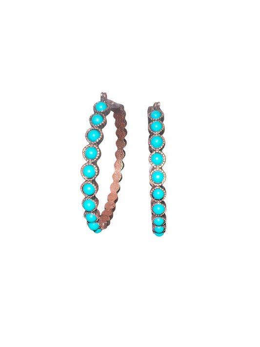 Bronze & turquoise stone hoops