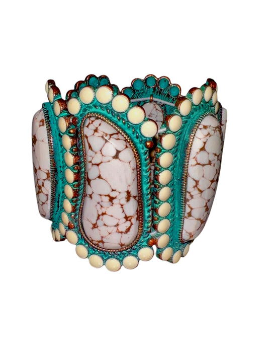 Large Cream Stone stretch bracelet
