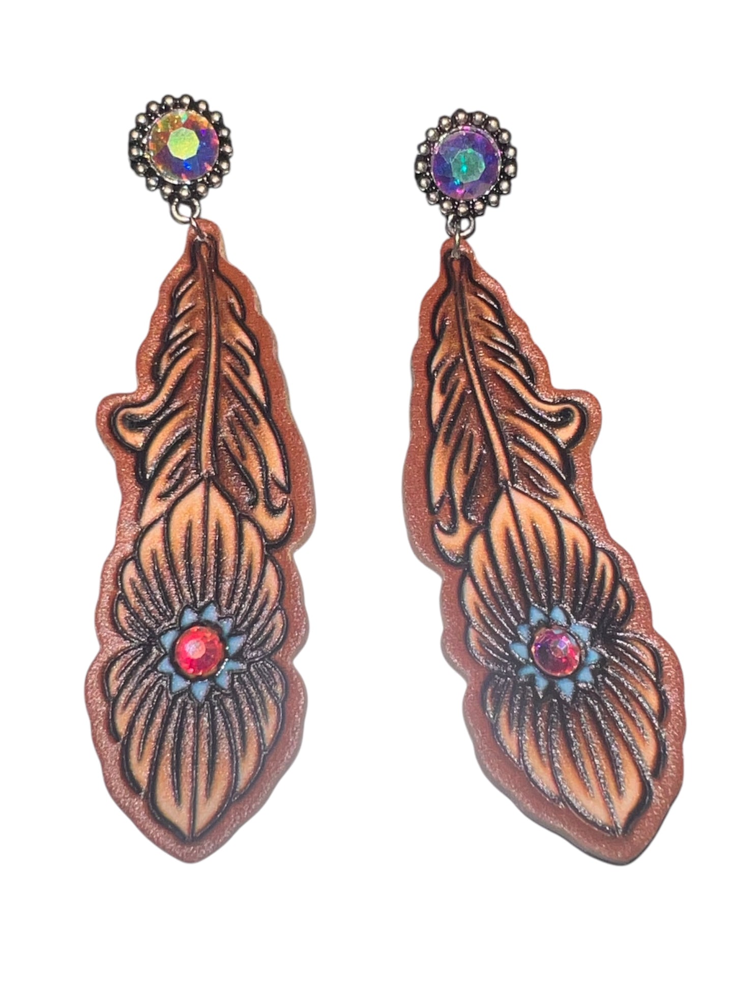 Hand tool feather earrings