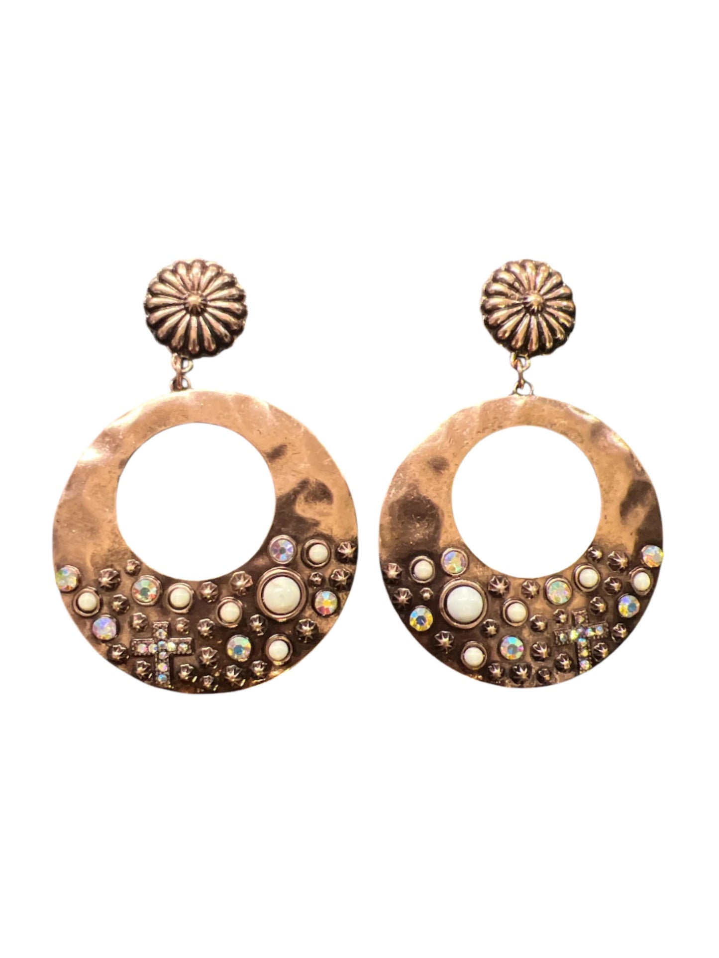Iridescent cross hoops
