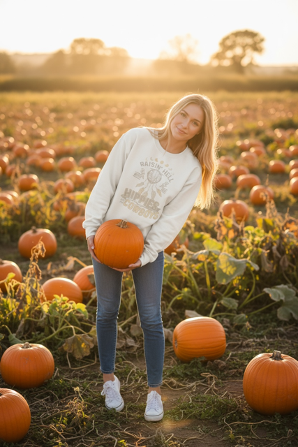 raisin hell with the hippies and the cowboys crew neck