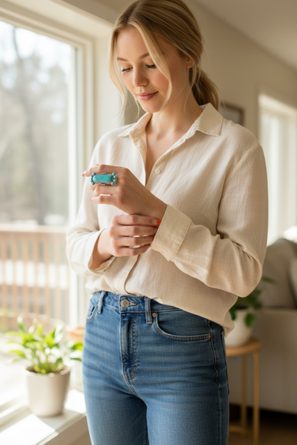 Elongaded turqouise stone ring