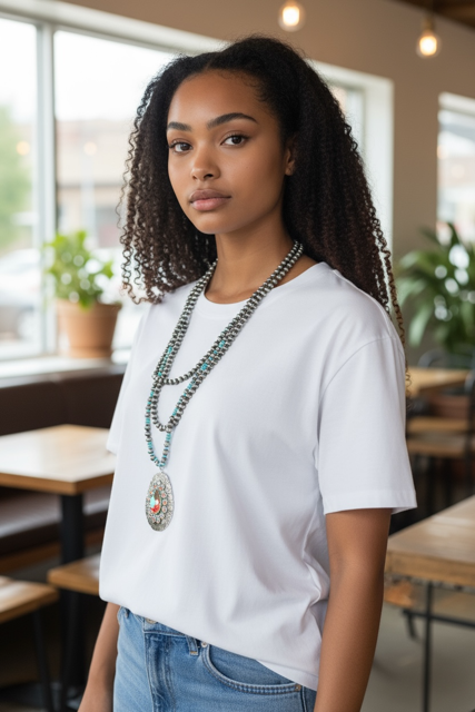 turqouise stack chunk necklace