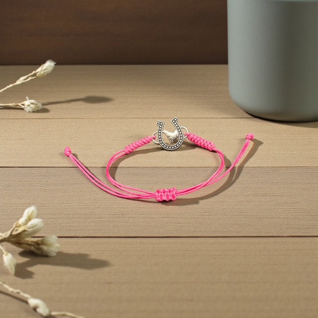 pink horse shoe ajustable bracelet