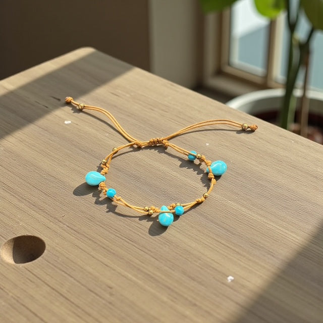 brown and turqouise ajustable bracelet