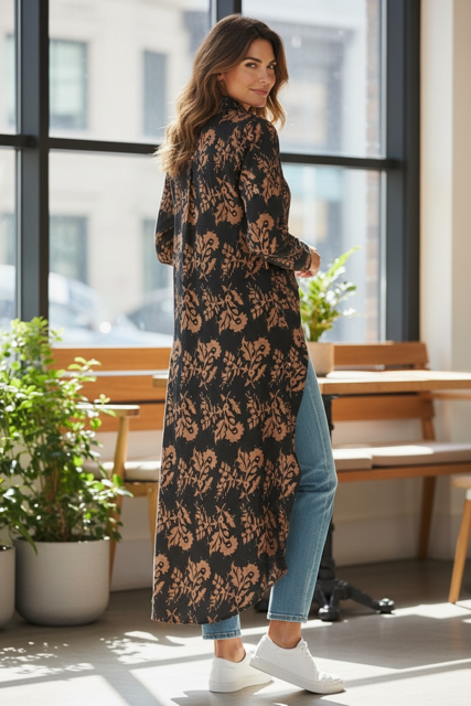 brown/black elegant long top