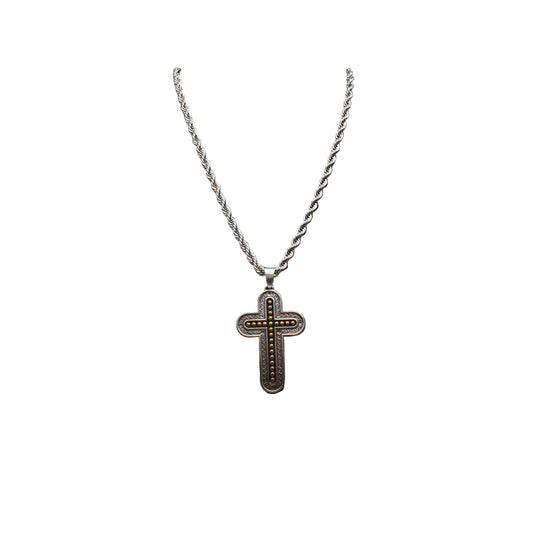 Twister Silver/Gold Cross Necklace