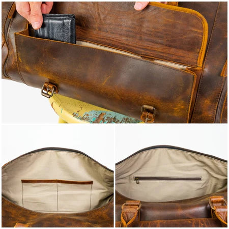 Weekender duffle with shoe compartment