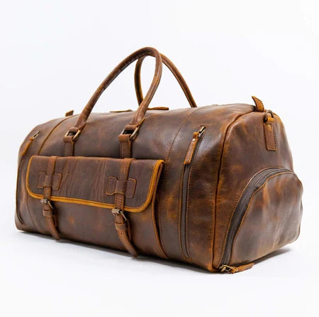 Weekender duffle with shoe compartment